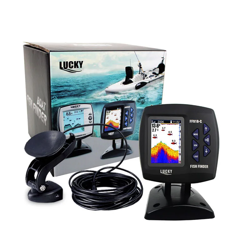 LUCKY Двухчастотный Boat Fishfinder Рыбоискатели Эхолот 328ft/100м Глубины Воды Эхолот сонара FF918-C100DS