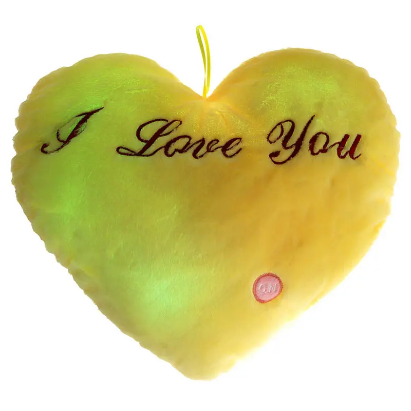 Романтическое любящее сердце форма& "I Love you" шитье 7 цветов светодиодный свет светящийся Мягкая Подушка 3 батарейки АА(не входят в комплект