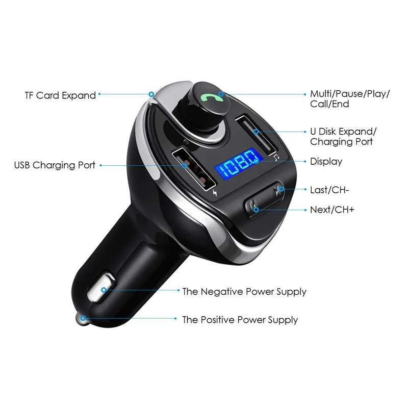 ANLUD Bluetooth fm-передатчик беспроводной MP3-плеер радио передатчик автомобильное зарядное устройство с двумя usb-портами HandsFree Bluetooth автомобильный комплект