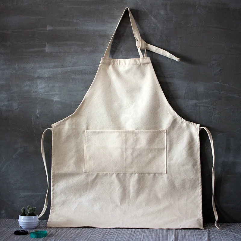 New Simple Art Canvas Apron for Women Chef BBQ Senior baking Bib Kitchen apron cooking Cafe