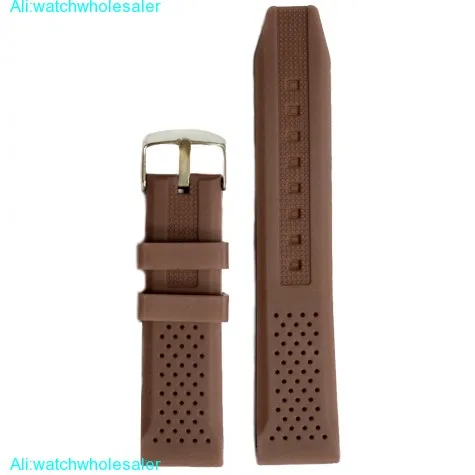 22mm Smart Dark Brown Silicone Jelly Rubber Unisex Watch Band Straps WB1051T22JB