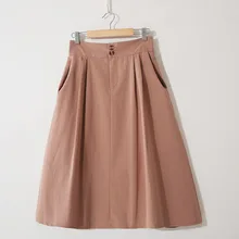 Новая хлопковая юбка Женская Весенняя летняя винтажная трапециевидная юбка с карманом Студенческая высокая талия миди Spodnica женская одежда Saia