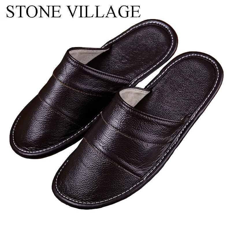 Meilleur Haute Qualité peau de Vache En Cuir Cool Pantoufles Printemps Et D été D été Couple Accueil Intérieur Étage Glisser Tendon Fin Non Slip pantoufles
