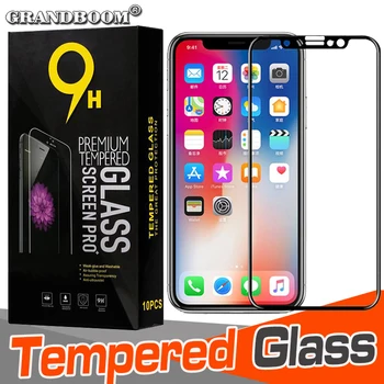 

50pcs Printing Hard Edge 9H Tempered Glass For iPhone 11 Pro Max XS XR X 8 7 6 6S Plus Screen Protector Film With Package