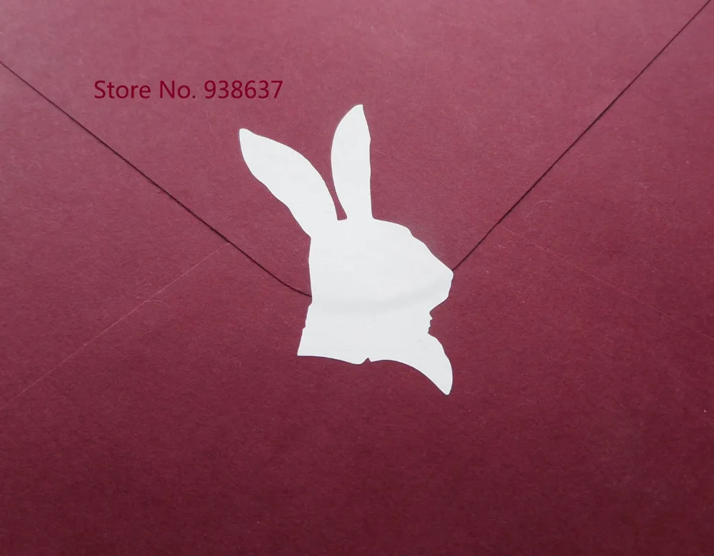 Image White Rabbit Art Wall Decals Tea Party Decoration Invitation Seal Removable Vinyl Stickers Wallpaper Animal Decal Mural ZB188