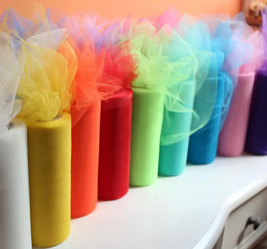 Clearance 6"x25yd Tulle Roll Spool Fabric Wedding Party Chair Bow Decor DIY Tutu Skirt Sheer Gauze Table Banner Garland Tassel sash Bands 2