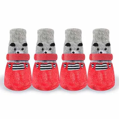 4pcs Pet Cat Dog Waterproof Nonslip Socks Shoes Boots With Rubber Waterproof Nonslip Socks Shoes Boots