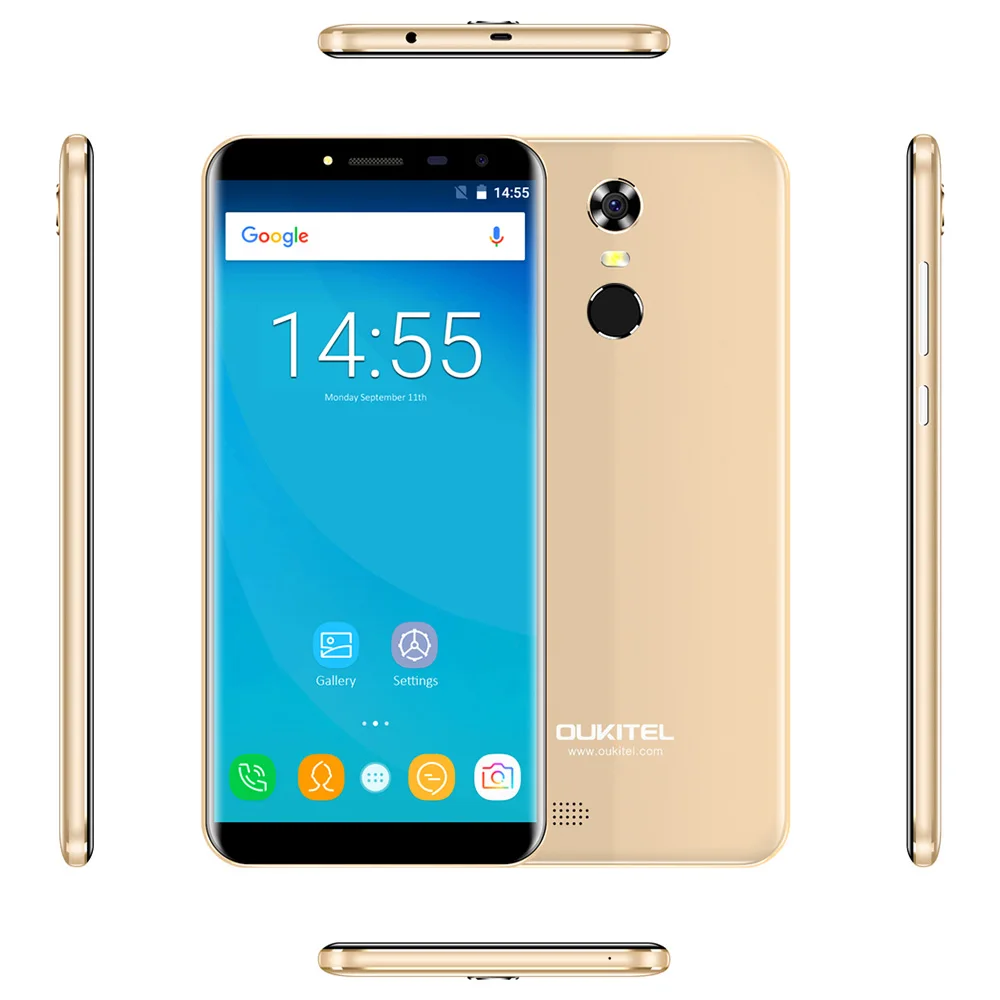OUKITEL C8 3G Phablet Smartphone 5.5 Inch Android 7.0 MTK6580A Quad Core 1.3GHz 16GB ROM Fingerprint Scanner 8.0MP Rear Camera