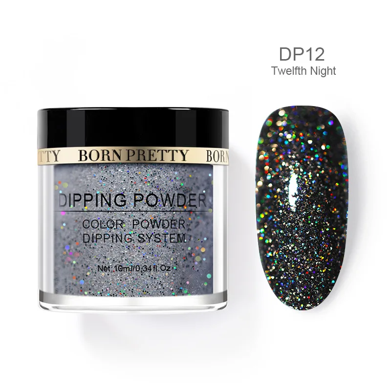 Holo DP12 BORN PRETTY окунутые порошки для ногтей Базовое покрытие градиентное французское покрытие для ногтей натуральный цвет голографический блеск для ногтей украшения для дизайна ногтей - Цвет: Holo DP12