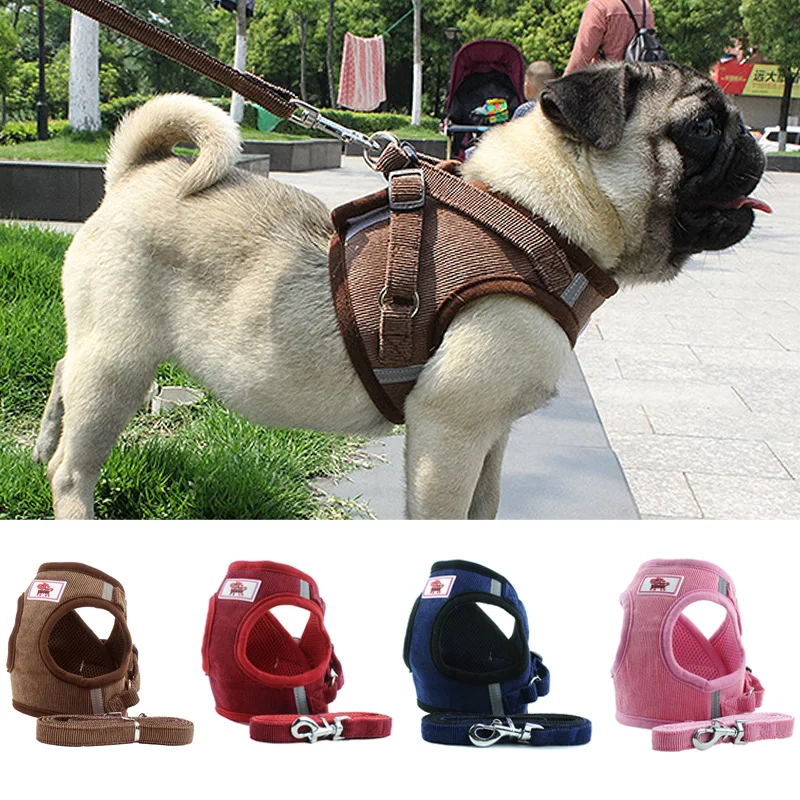 

Dog Cat Harness Vest Adjustable Walking Lead Leash for Puppy Dogs French bulldog Chihuahua Reflective Soft Dogs Collar Harnesses