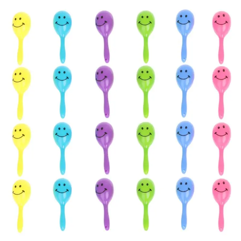 

24pcs 3" Smiling Face Neon Maracas Fiesta Party Supplies Favors Noisemaker Mexican Decorations