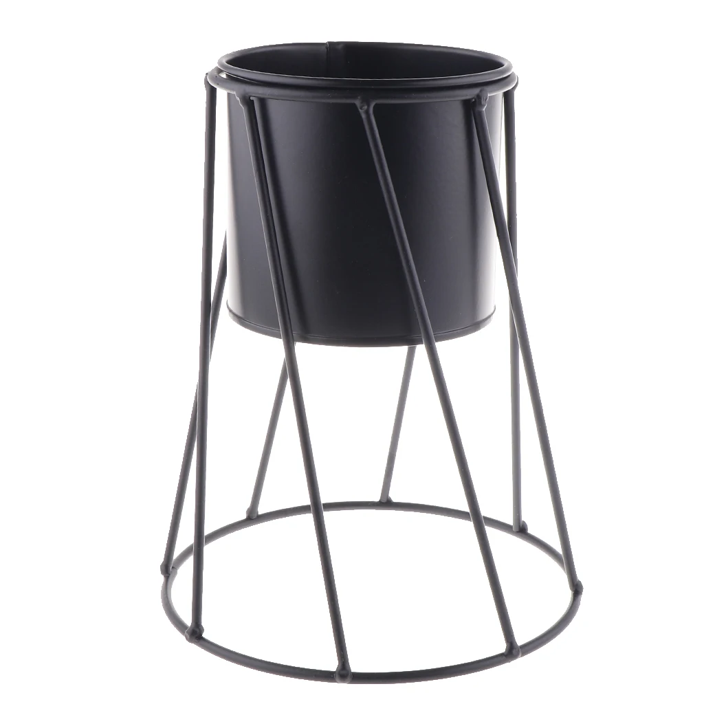 MagiDeal Iron Vase Planter Rack Flower Pots Shelf Metal Pots Organizer Home Party Decoration Vase Dried Flower Ornaments