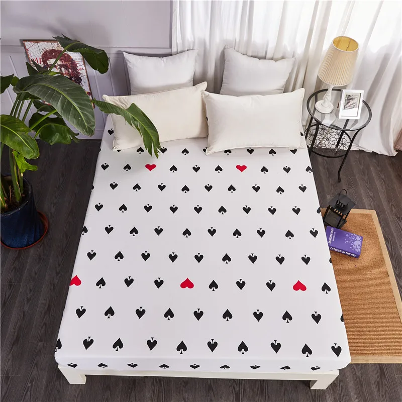 

Fashion Red Heart Pattern 1pcs Fitted Sheet With An Elastic Band Bed Sheets Linen Bedspread Cotton Mattress Cover 180x200cm Size