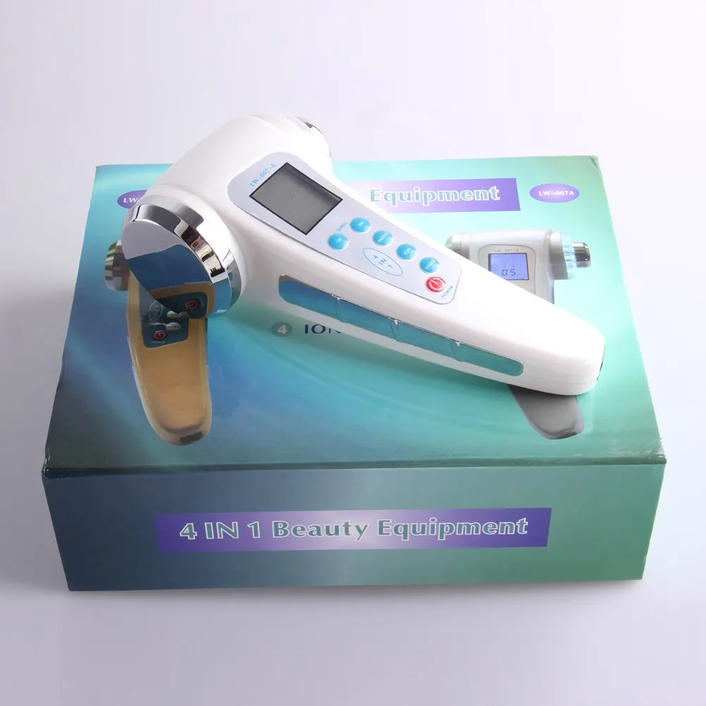 Equipamento da Beleza Ultra-sônico + Íon Galvânico + Led Rejuvenescimento da Pele 4 em 1 Ultra-som + 3 Display Fóton Massageador Facial Lcd 1 Mhz 19 beleza 1 mhz ultra-som + 3 mhz