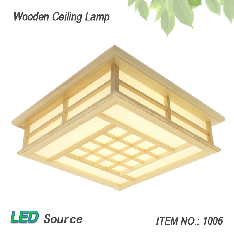 Us 68 25 Japanese Style Tatami Wood Ceiling And Pinus Sylvestris Ultrathin Led Lamp Natural Color Square Grid Paper Ceiling Lamp Fixture In Ceiling