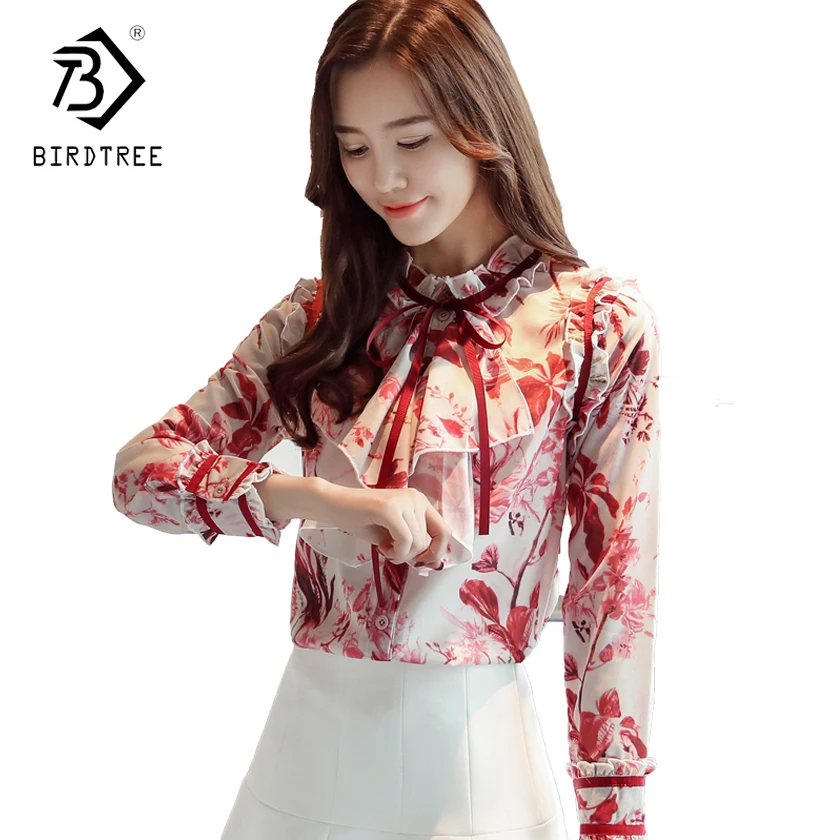 Новинка 2018 элегантная Весенняя женская одежда блузки с длинными рукавами