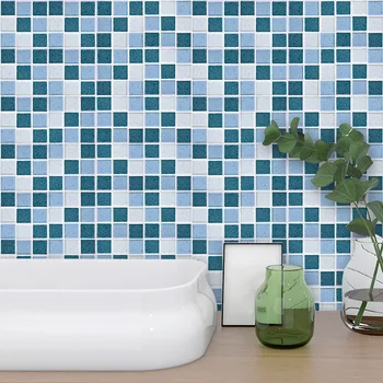 

10*10cm Colorful Modern Mosaic Self-Adhesive Waterproof TV Background Bathroom Room Decor Tile Sticker Wall Art