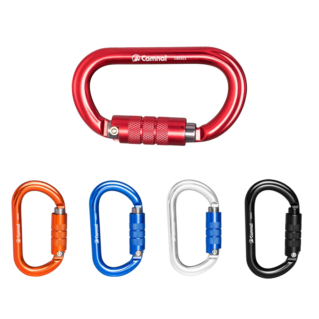 Perfeclan Rock Screw Gate Auto Locking Carabiner Climbing Safety D Type Hook Aluminum Auto Lock Screwgate D Carabiner