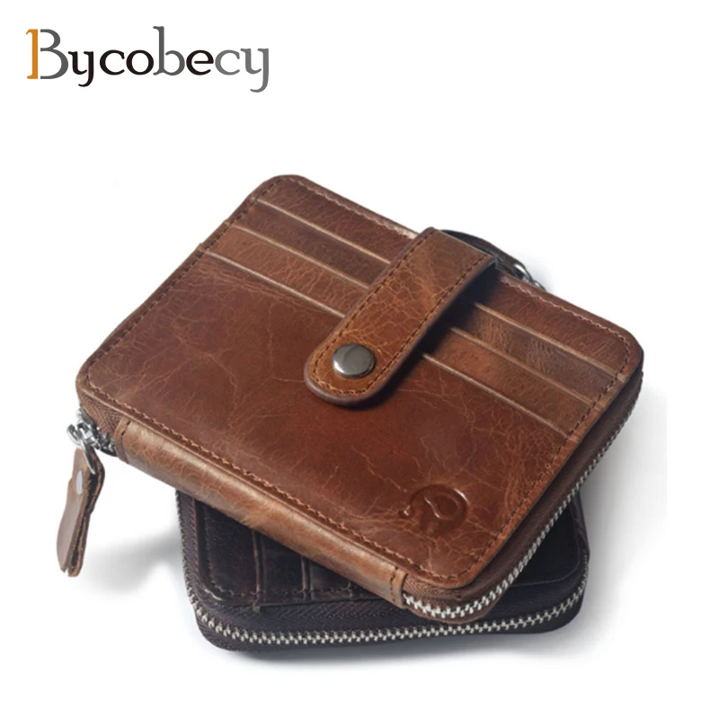

BYCOBECY Genuine Leather Card Holder Vintage ID Credit Card Wallet Large Capacity Coin Purse Business Card Holder