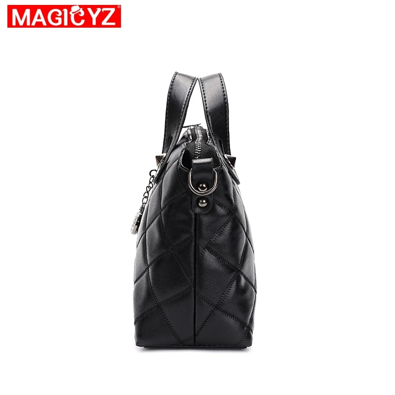 MAGICYZ لوكس cuir الأعلى مقبض منقوشة حقيبة المرأة حمل جلد حقيبة صغيرة اللون الأسود مبطن المحافظ حقائب سيدات