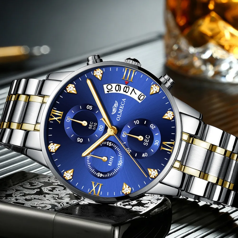 OLMECA Relogio Masculino мужские часы Роскошные Известный Топ бренд Мужская мода