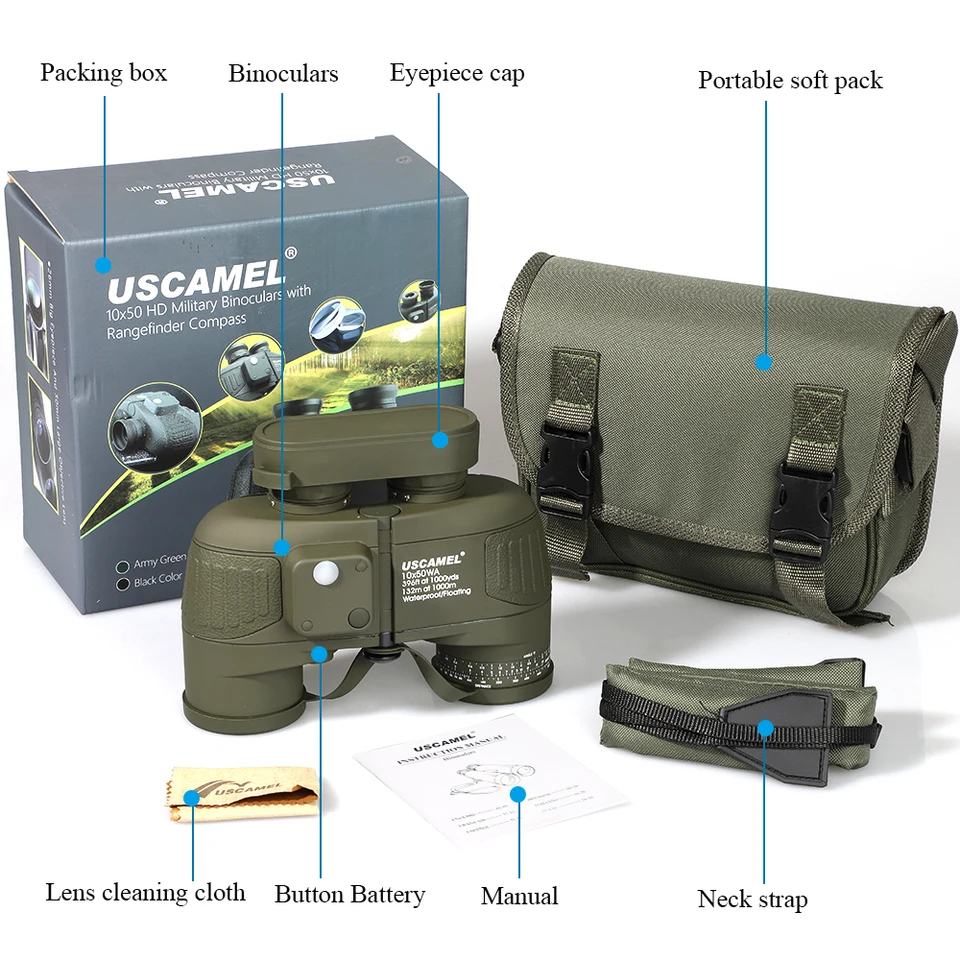 uscamel 10x50 marine military binoculars
