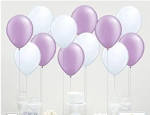 60 Count 10 Mixed Lavender And White Latex Balloon Wedding Baby