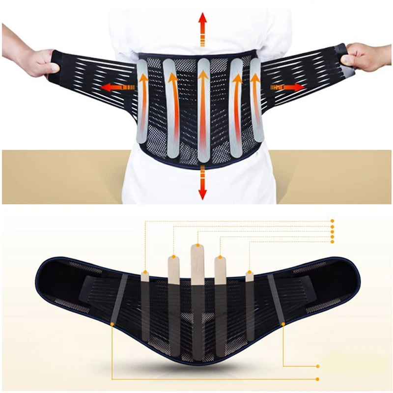 Регулируемый турмалиновый самонагревающийся стальной костяной пояс для спины, поясницы, поясницы, поддерживающий пояс, Ортопедический Корсет для коррекции осанки