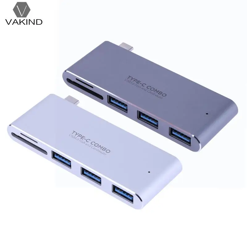 5in1 Тип-C HUB разветвитель USB 3.1 Combo SD/TF Card Reader адаптер памяти Картридер для MacBook телефон ноутбук Тетрадь Планшеты PC