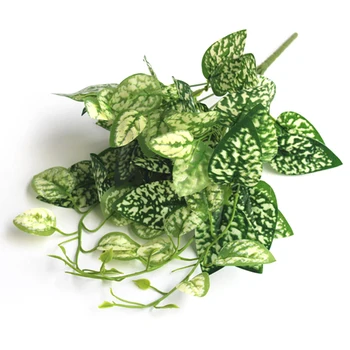 

4pieces/set 9 Forks Artificial Green Radish Leaves Simulation Green Leaf Fake Flowers Vine Home Garden Wall Party Decoration