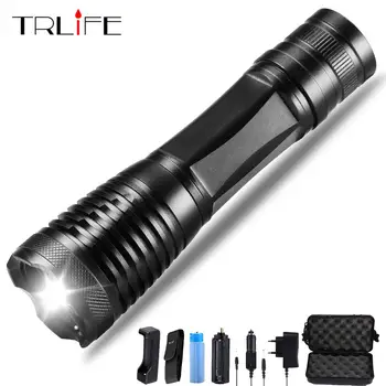 

LED Flashlight V6 L2 T6 Lamp Beads Aluminum LED Torch 5 Modes Zoomable Flash Light Waterproof Lamp By 18650 Battery