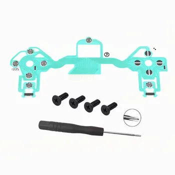 

6 in 1 Controller Conductive Film Button Key Ribbon Flex Cable and Screwdriver & Screw for PS4 Wireless Controller Repair Parts