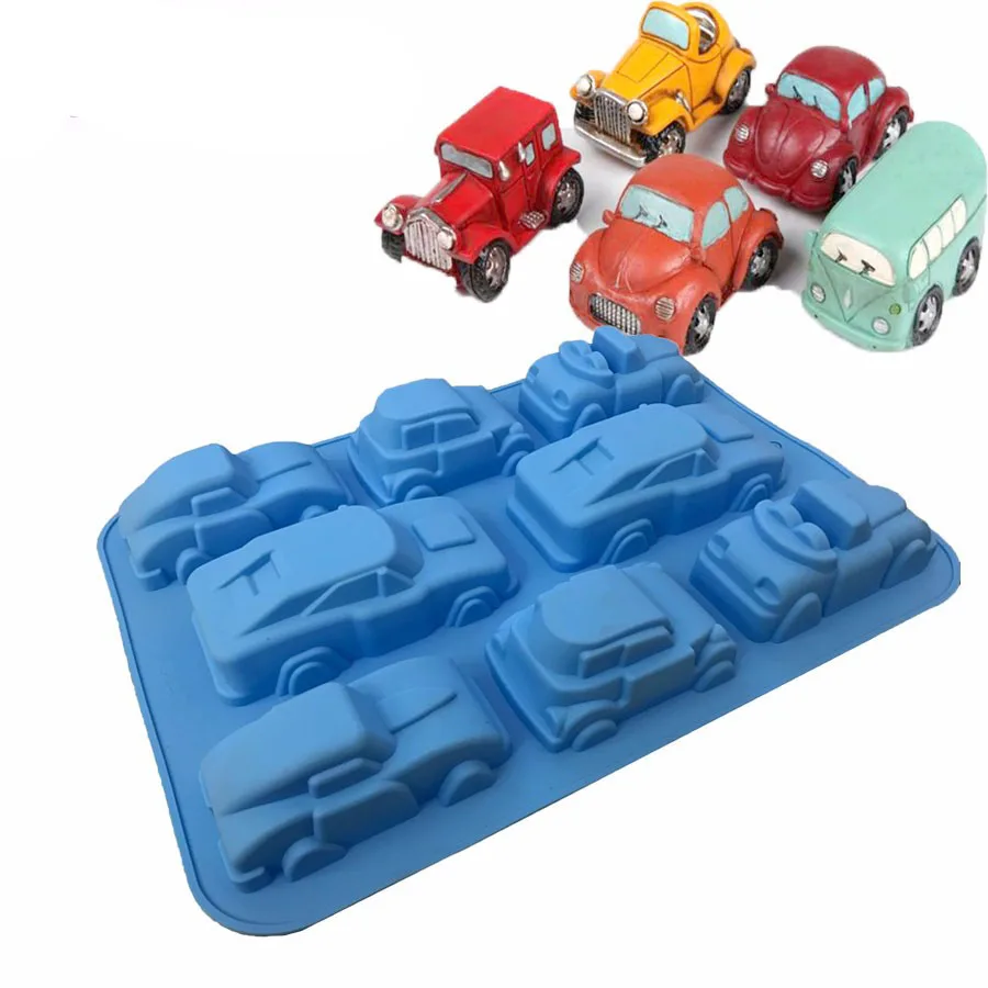 

8 Cavity Silicone Car Mold Cake Mold Cake Tools Baking Tools Bakeware ChocolateCandyJelly Molds Random Color
