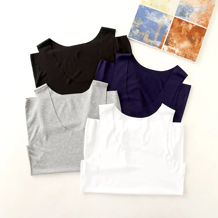 

Summer New Men Undershirt Seamless Vest Loose Solid Breif Basic Plus Size Modal Male Tank Top Slim Fit Underwear Men