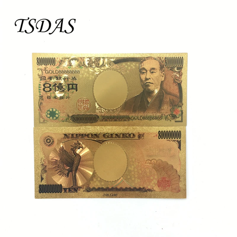 NEW Japan Gold Banknote 800 Million Yen Banknote 10pcs/lot Japan Gold Foil Bank Notes Currency