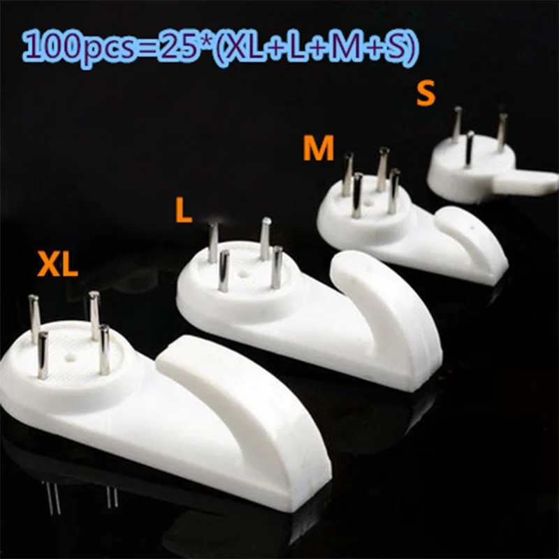 100 pcs 비 추적 프레임 후크 네일 그림 옷걸이 후크 사진 프레임 웨딩 의류 핸드백 metope 장식품 보이지 않는 손톱