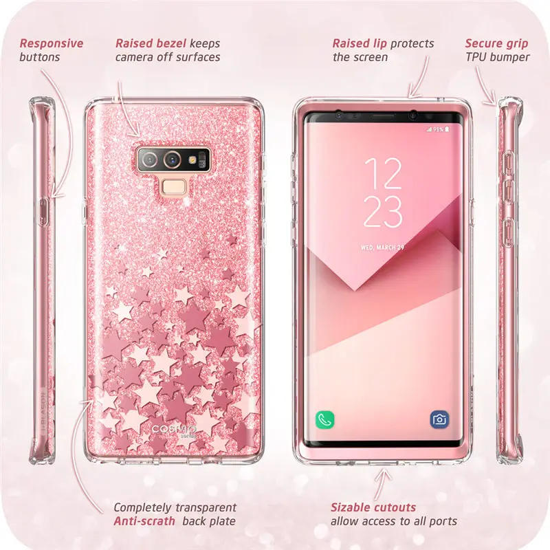 kawaii phone case samsung For Samsung Galaxy Note 9 Case i-Blason Cosmo Full-Body Glitter Marble Bumper Protective Cover with Built-in Screen Protector samsung cases cute