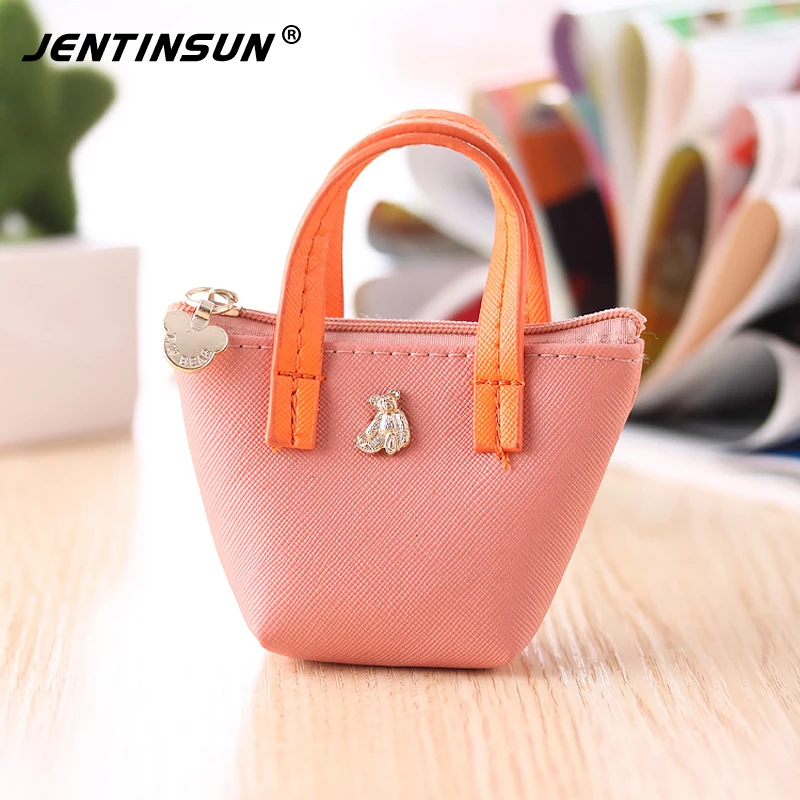 Cartoon Girls Coin Purse Handbag Cute Candy Color Leather Small Mini