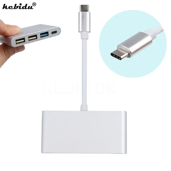 

kebidu Aluminium Alloy 17CM Type-C HUB USB 3.1 to 4-Port USB3.0 USB2.0 Type-C Adapter 5G for Macbook And Other Digital Devices