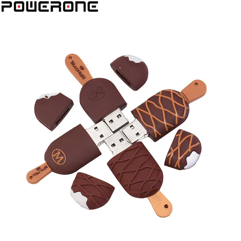 

POWERONE Ice cream Lovely Usb flash drive 64gb pendrive 32gb 16gb memory stick high quality pen drive 4gb U disk free shipping