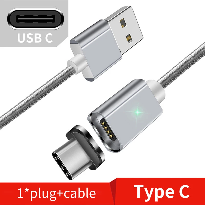 Essager магнитная зарядка usb кабель быстрая зарядка для айфона самсунг переходник кабель micro usb type c провод для шнур зарядки - Цвет: Silver Type C Cable