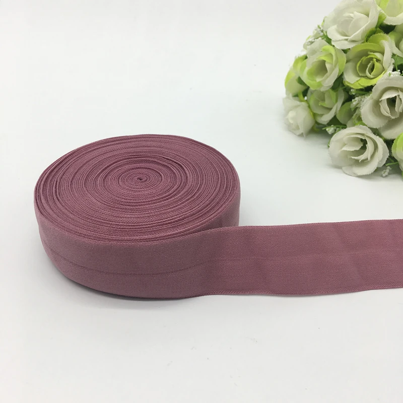 

5Yards/lot 1" (25mm)Wide Pale Mauve Fold Over Elastic Spandex Satin Band Ties Hair Accessories Lace Trim
