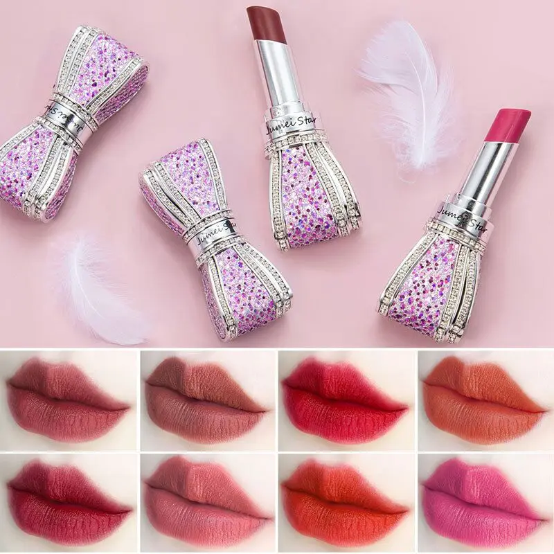 

8 Colors Diamond Bow-knot Lipstick Romantic Charming Lipstick Waterproof Long Lasting Matte Lipstick Moisturizer Nude Lip Tint