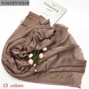 

Big fancy handkerchiefs in fashion solid colors A row of beaded diamond lady's shawls muffler Whisker hijab bandana wraps 10pcs