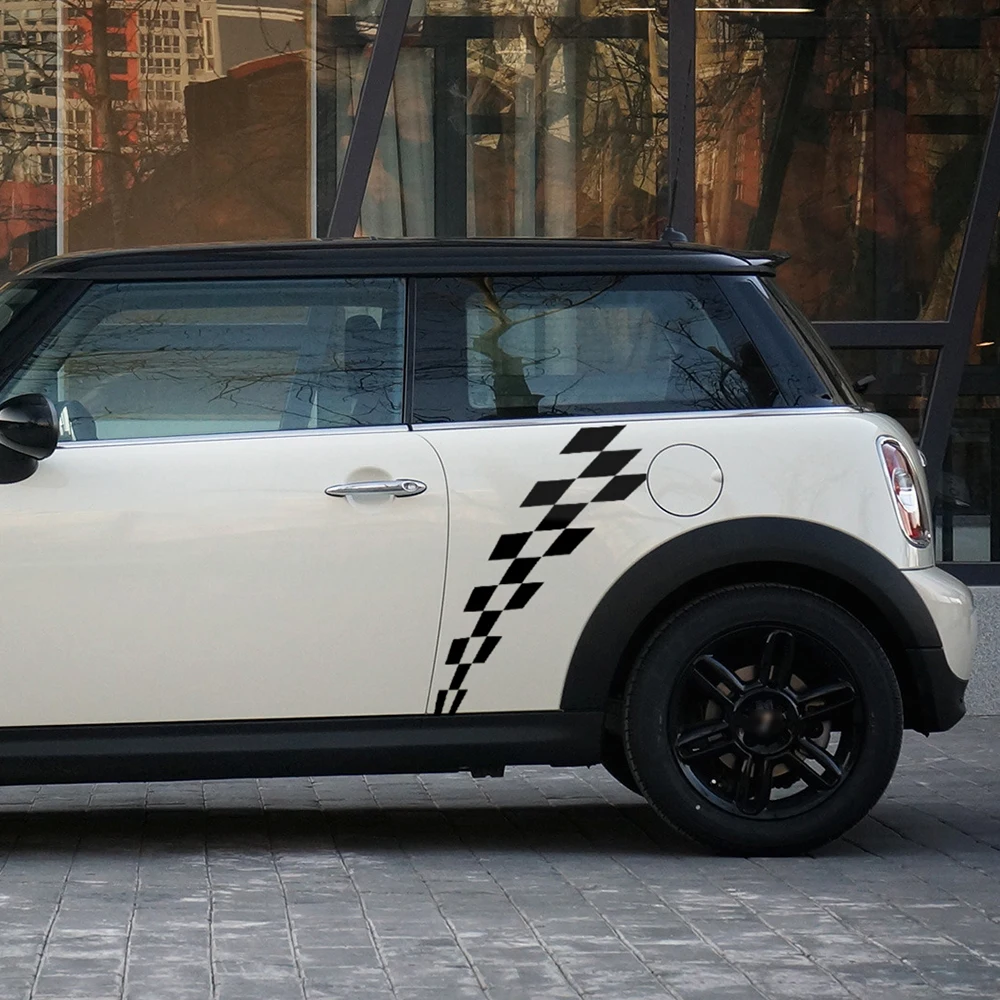 Боковая юбка Наклейка на тело стикер Checker Флаг Стиль для BMW Mini Cooper R56 R57 R58 Clubman R55 F54