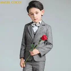 2018 новая мода серый/синий Костюм для маленьких мальчиков детские блейзеры костюм для мальчиков для свадьбы Вечерние Демисезонный