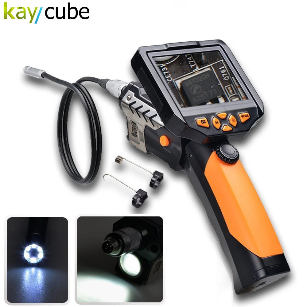 

Kaycube HD Handheld 8.2mm 1M Flex Endoscope Camera 3.5" LCD Monitor LED Flashlight Waterproof Tube Borescope Handle Adjust