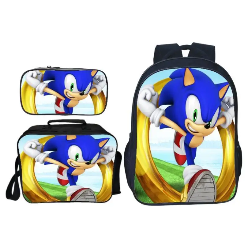 photo color 3 шт./компл. нижнее белье с рисунком из мультфильма трусы Sonic зубная щётка тень печать рюкзак детские школьные сумки для мальчиков и девочек начальной школы школьный студенты костюм рюкзаки - Цвет: photo color