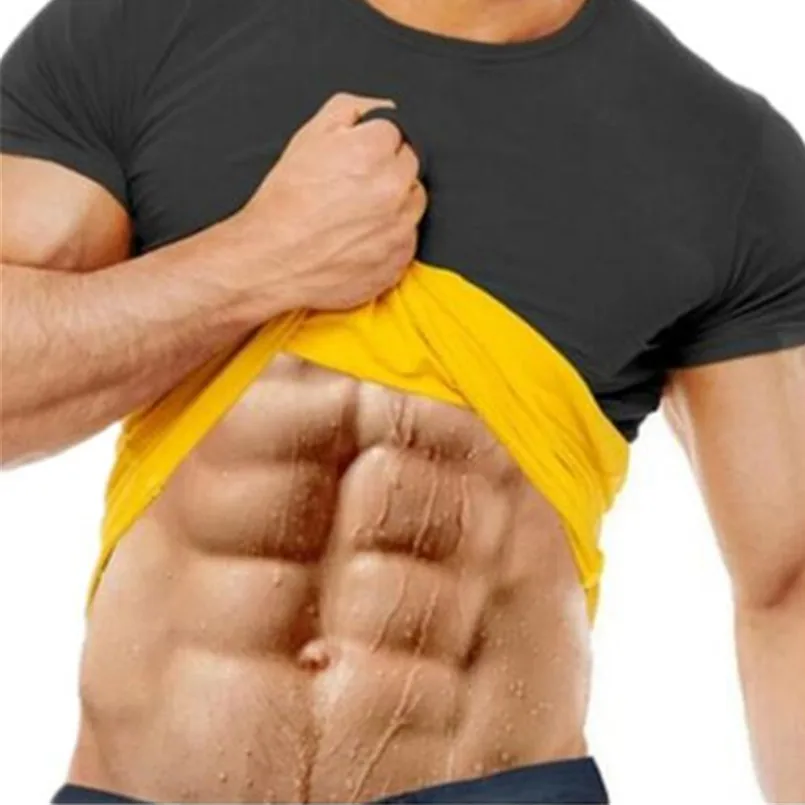 

S-4XL Weight-Loss Neoprene Detox Hot Workout Body Shapers T-Shirt Men Sweat More Fat Burning Waist Trainer Workout Body Shaper