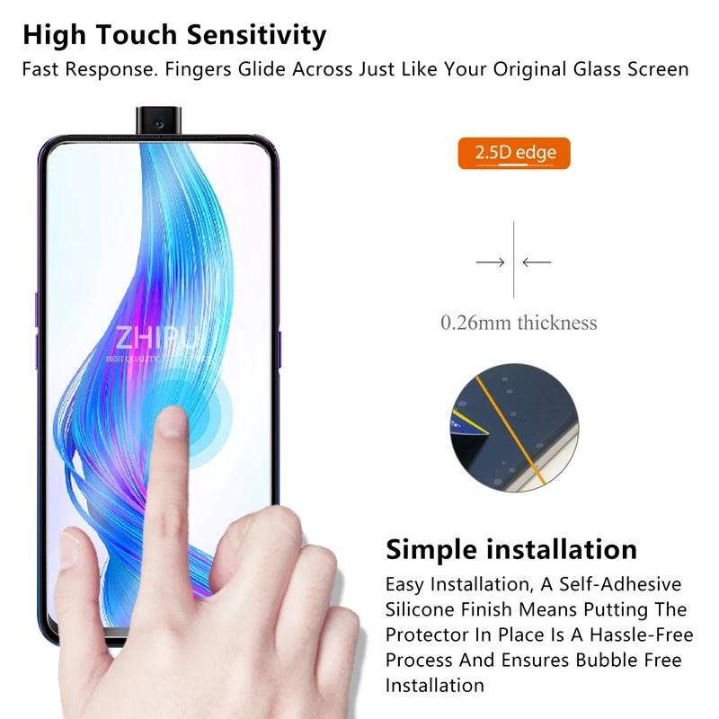 Закаленное стекло для экрана Realme X 10 шт. 2.5D 9H Премиум RMX1901 защитная пленка 6 53